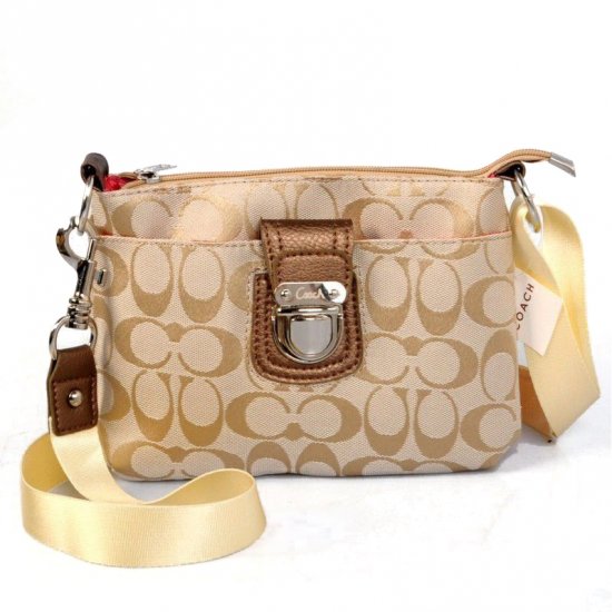 Coach Lock In Signature Small Yellow Crossbody Bags CFE | Women - Click Image to Close